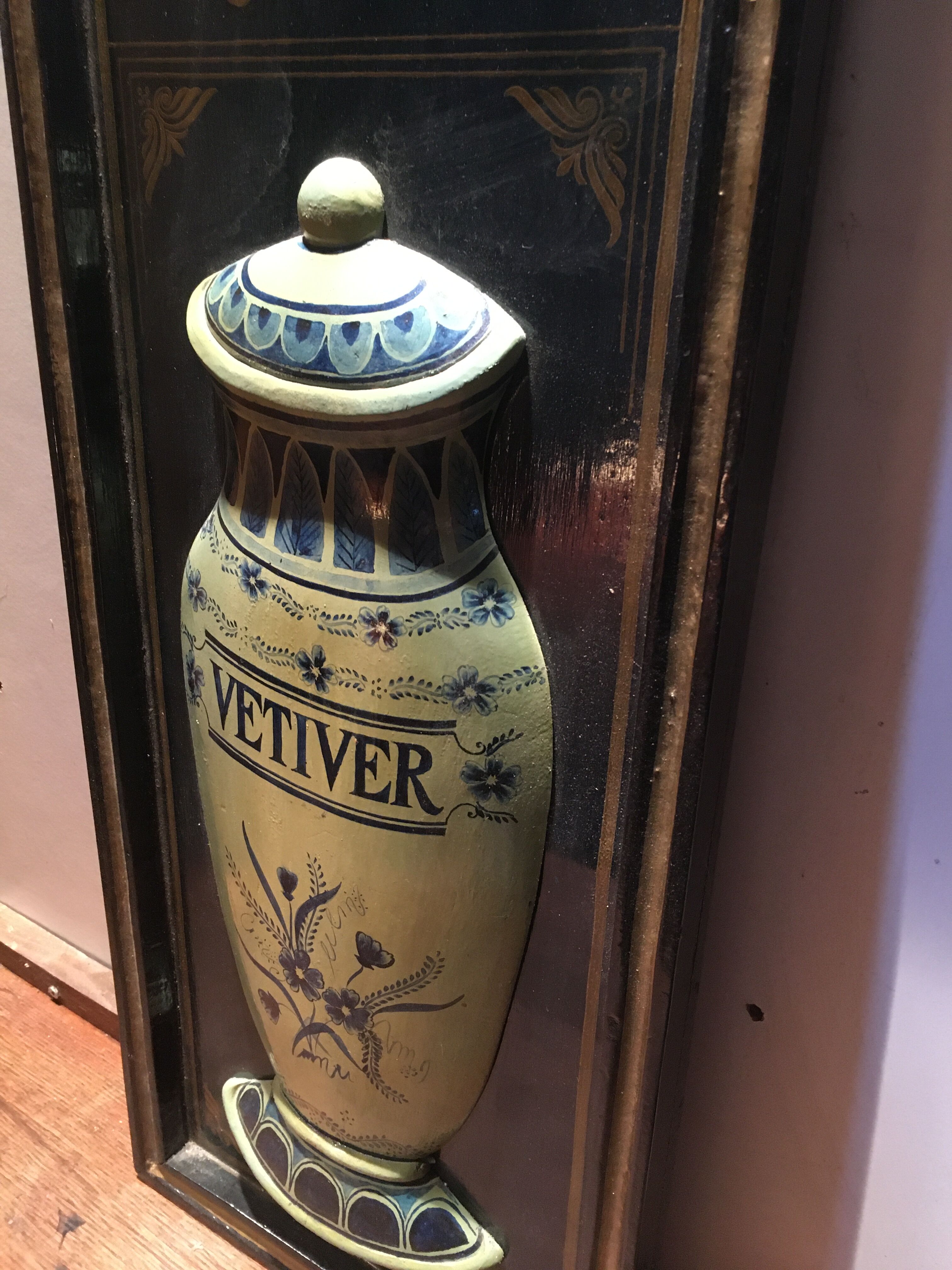 Wooden relief panel "Chemist Druggist" from Country corner