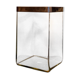Vase en verre avec cadre en métal doré Italie années 70