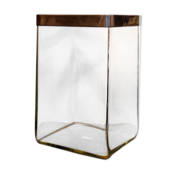 Glass vase with gilded metal frame Italy 70s