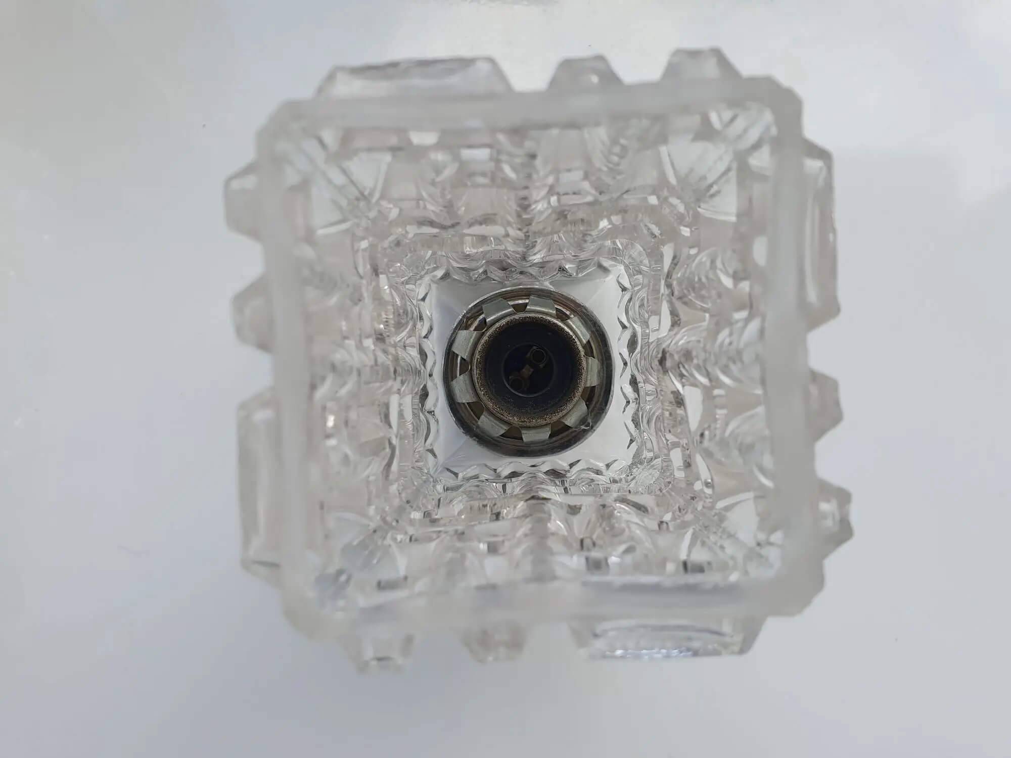 Four vintage chrome wall lights with square globes, Italian Targetti, 1970s