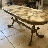 Coffee table with brass legs and marble top