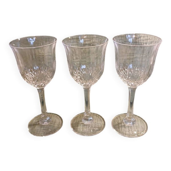 3 verres à pied anciens en cristal