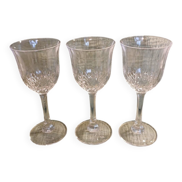 3 antique crystal stemmed glasses
