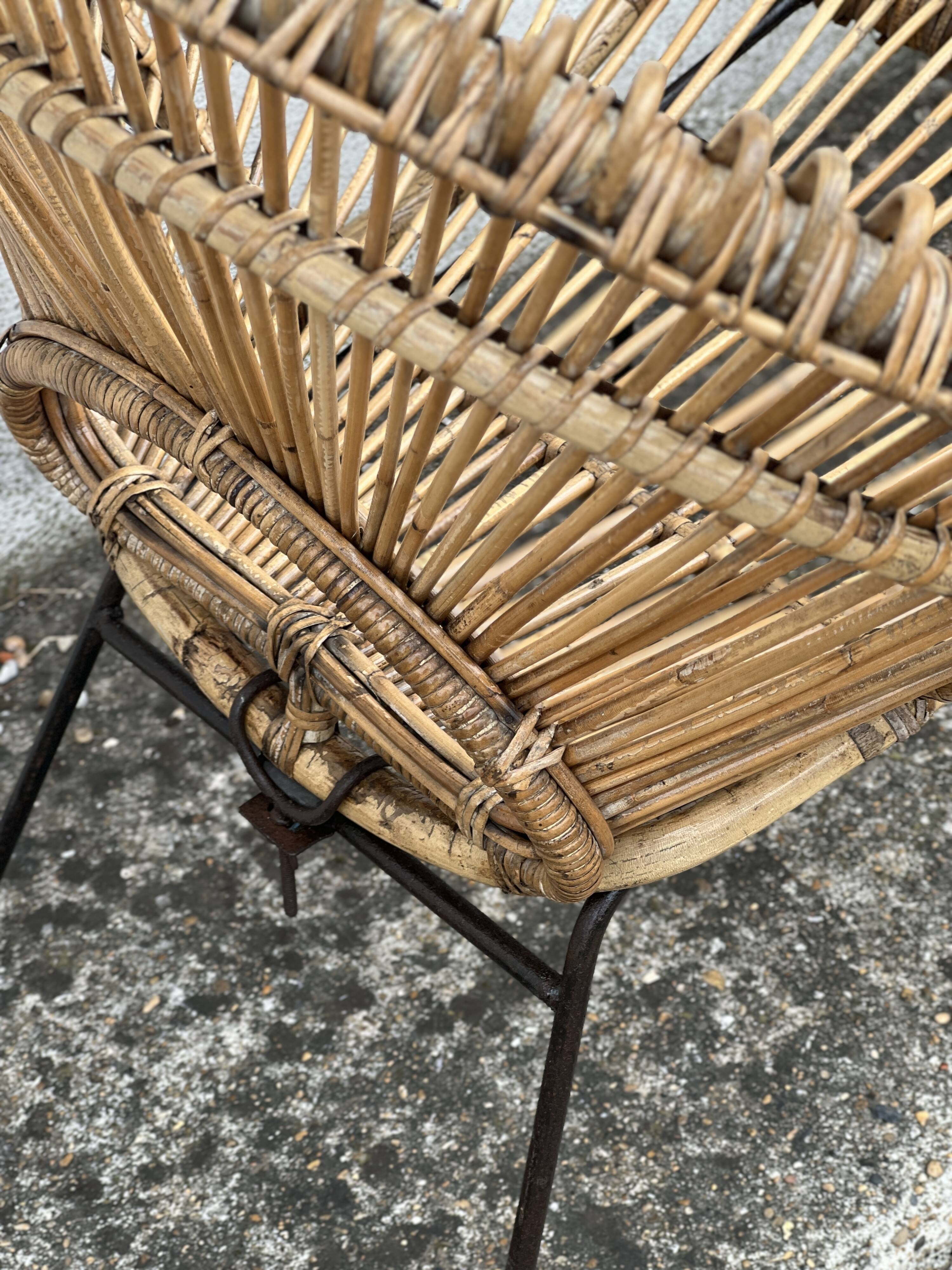 Pair of rattan armchairs