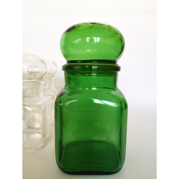 Set of 8 clear and green glass jars | Selency Set of 8 clear and green glass jars | Selency