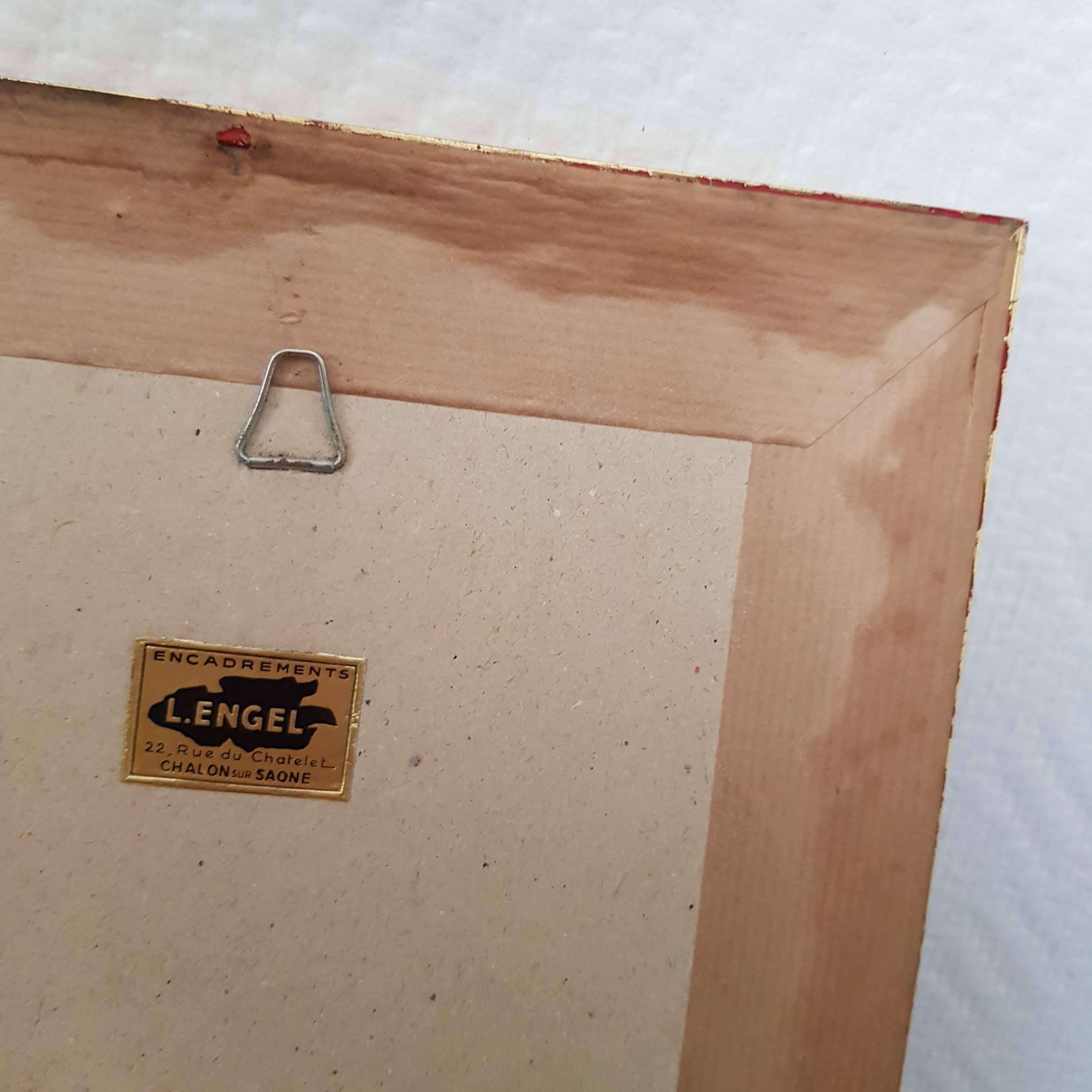 Japanese print on paper drawing of bird and flowers