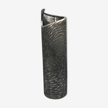 Vase tubulaire en céramique à effet de couleur argenté 39 cm