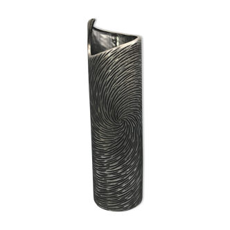 Vase tubulaire en céramique à effet de couleur argenté 39 cm