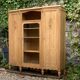 Asymmetrical Art Deco glass-fronted Parisian wardrobe in raw oak, 1930.