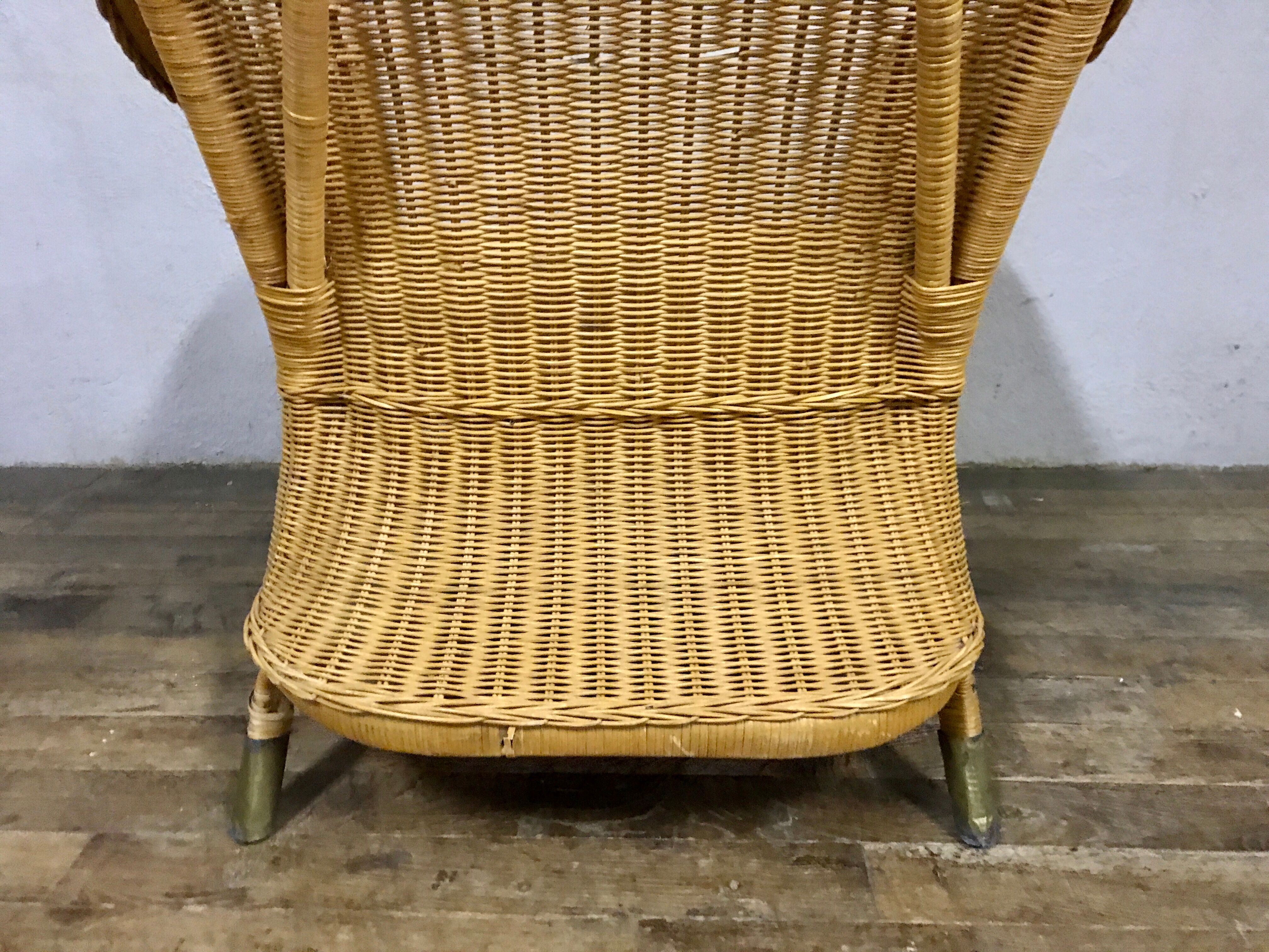 Fauteuil en rotin bambou osier 1950/1960 vintage
