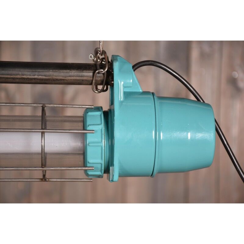 Industrial refurbished cage blue lamp