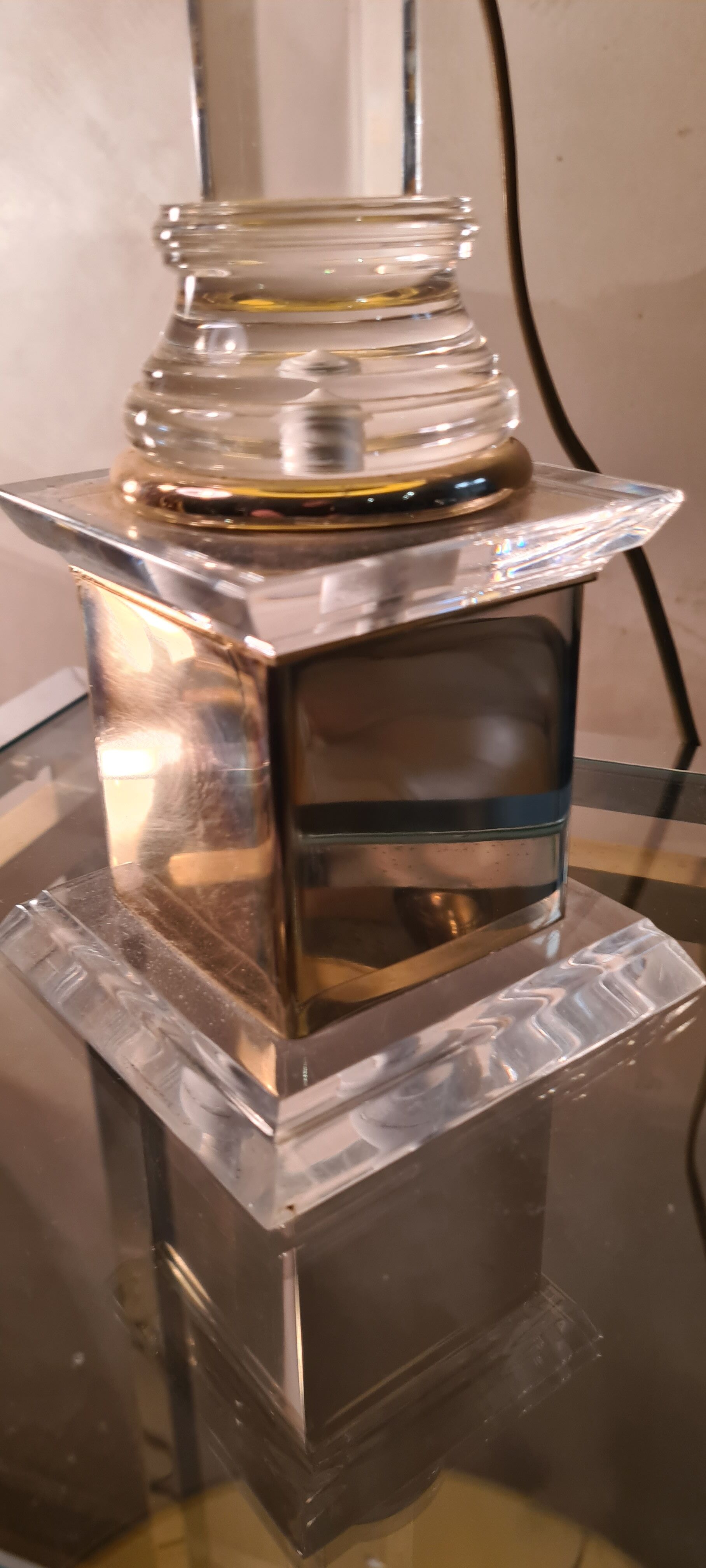 Living room lamp plexi and brass italian desing and deluxe lampshade 58x35