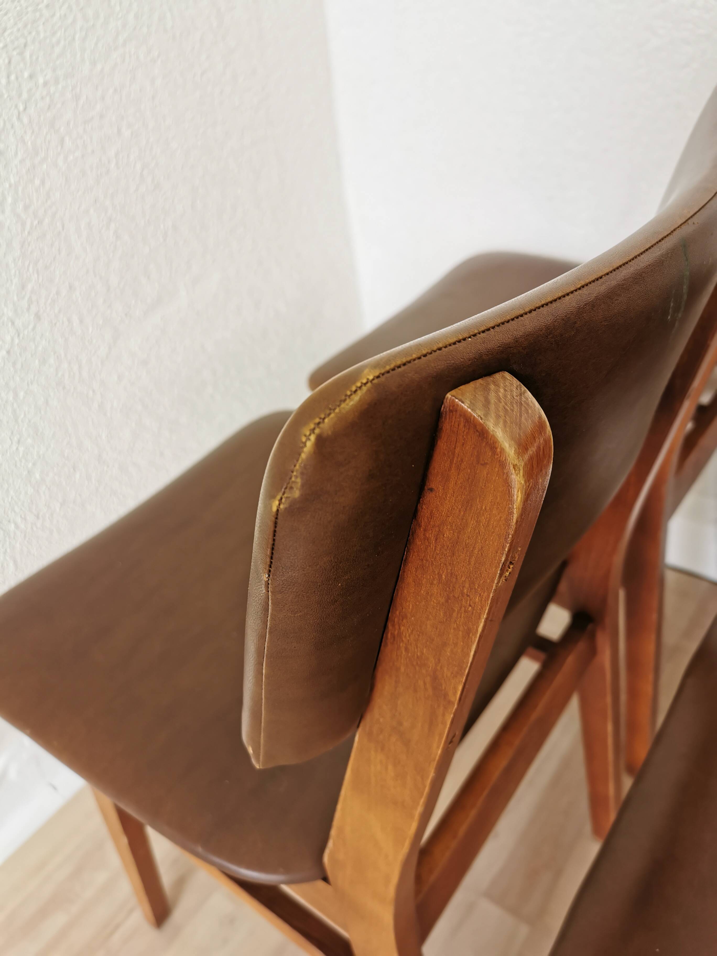 Vintage STOL Kamnik Dining Chair: 1970s Yugoslavian Mid-Century Leather Bis