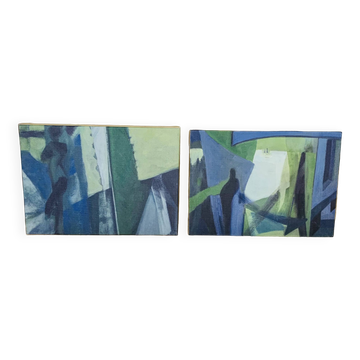 Suite de tableaux contemporaines style abstrait
