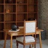 English-style baroque chair with twisted legs in elm, 1920s.