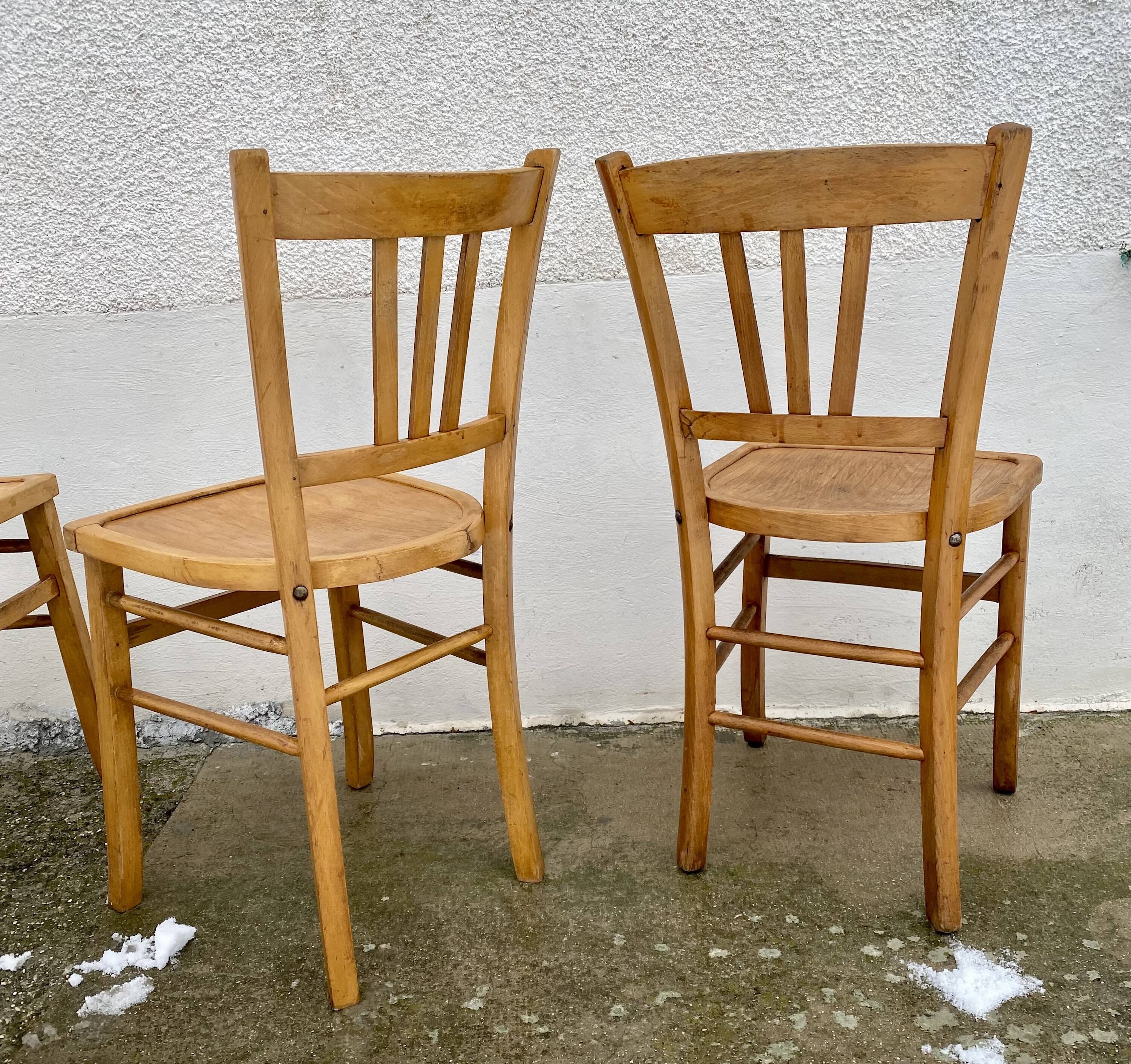 Série de 4 chaises bistro vintage 1949-50