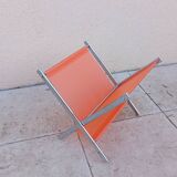 Vintage chrome and orange magazine rack from the 70s and 80s
