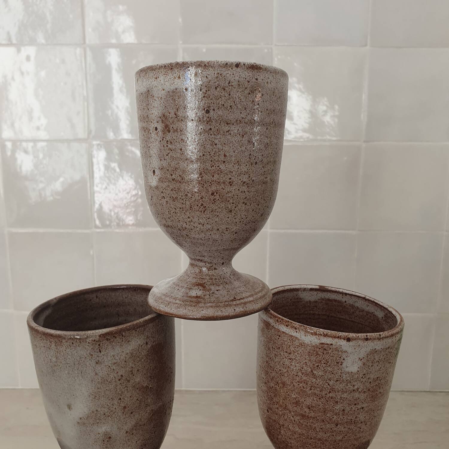 Signed stoneware cups or Mazagran