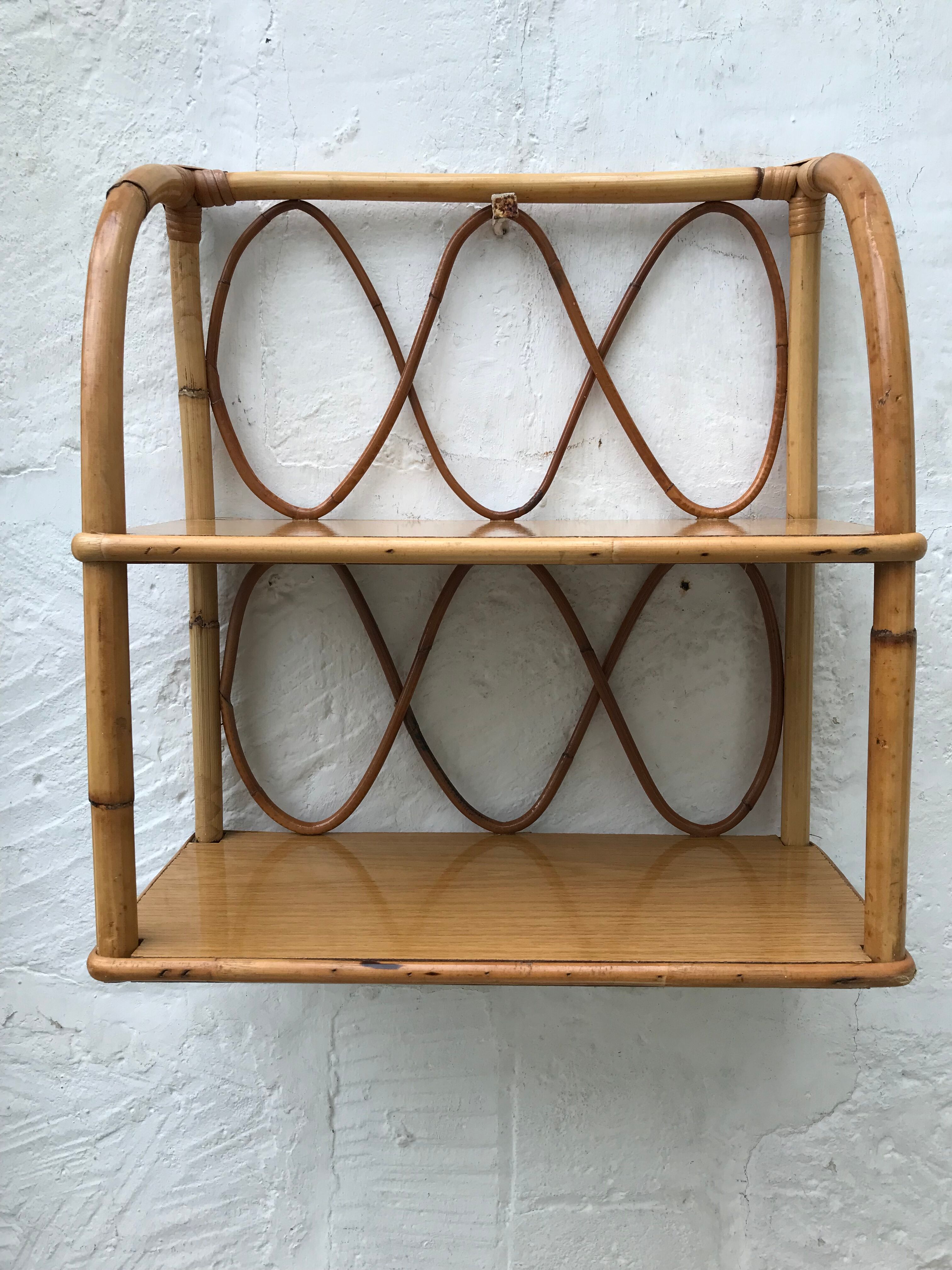 Rattan wall shelf