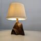 Sculptural table lamp in carved olive wood, organic modern 1970s
