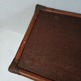 Pair of wooden bedside tables, bamboo and canning