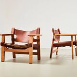 Borge Mogensen Pair of Spanish Chairs model 2226 for Fredericia Denmark 1958