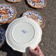 Set of 6 Gien earthenware dessert plates with peony decor