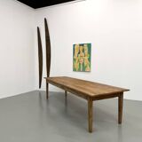 XXL solid walnut table with tapered legs