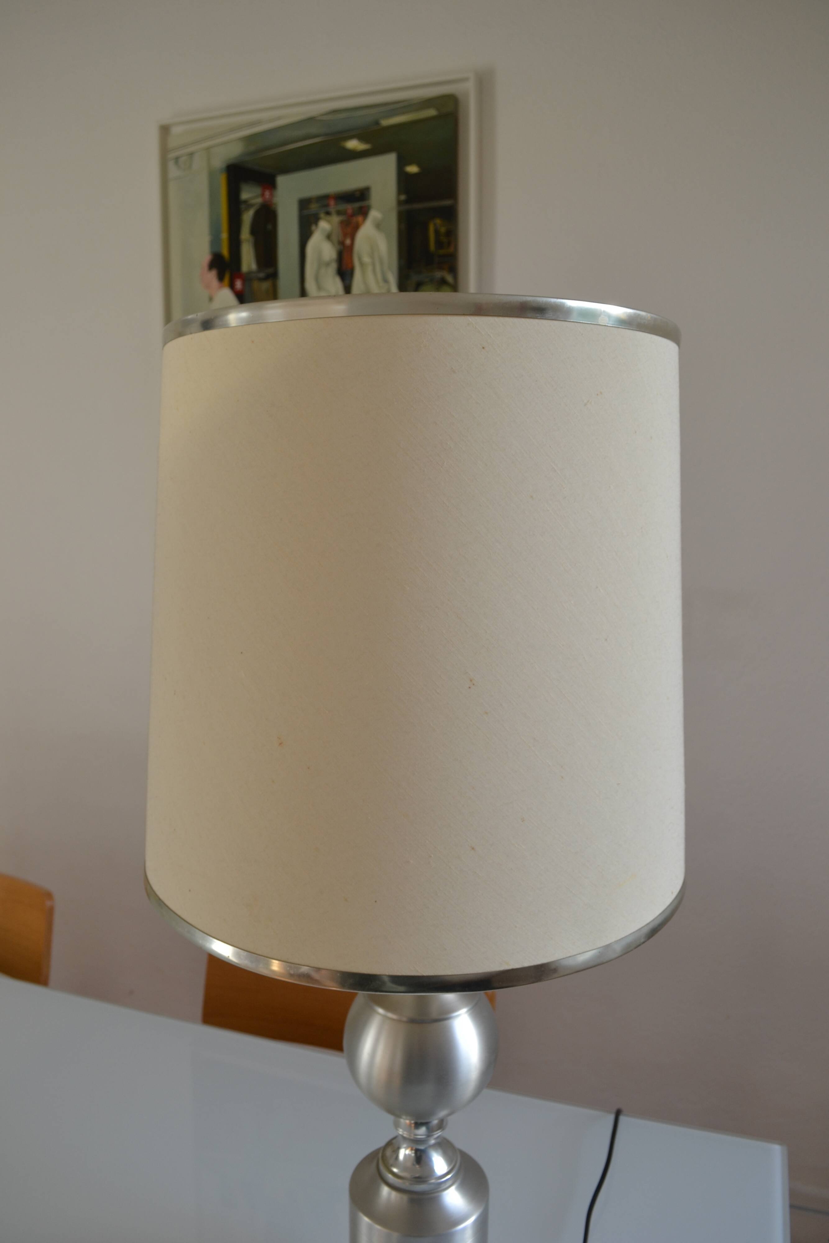 See delmas lamp 70's with fabric and metal lampshade