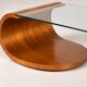 Sculptural coffee table in wood and glass — circa 1970