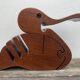 Mail rack, pencil holder, rack staples in Scandinavian wood signed, vintage, zoomorphic, pelican