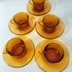 5 vintage amber Duralex cups and saucers