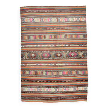 6x8 Soft Color Colorful Handmade Wool Turkish Vintage Kilim Rug, 176x256Cm SK 32960