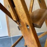 Ancien escabeau pliable peintre d’atelier à 4 marches en bois années 40