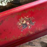 Antique metal tray with painted flowers