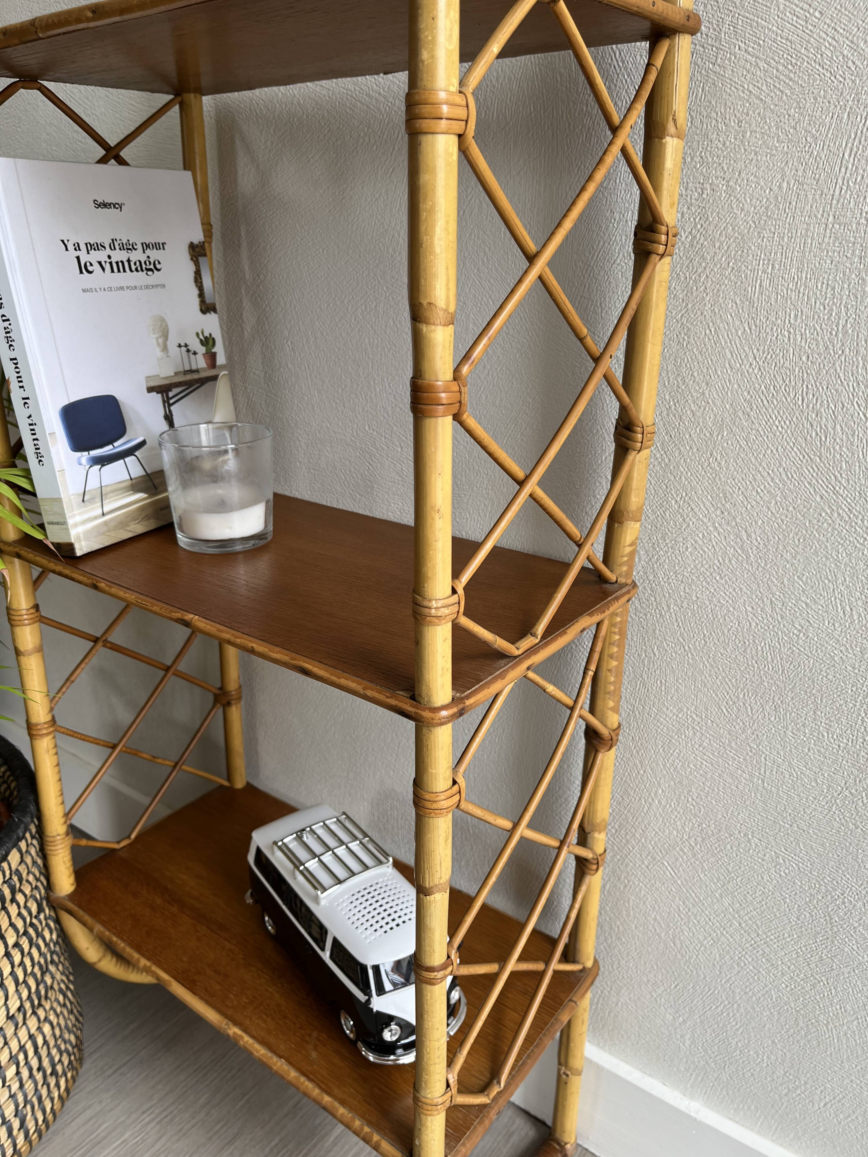 Rattan wall shelf