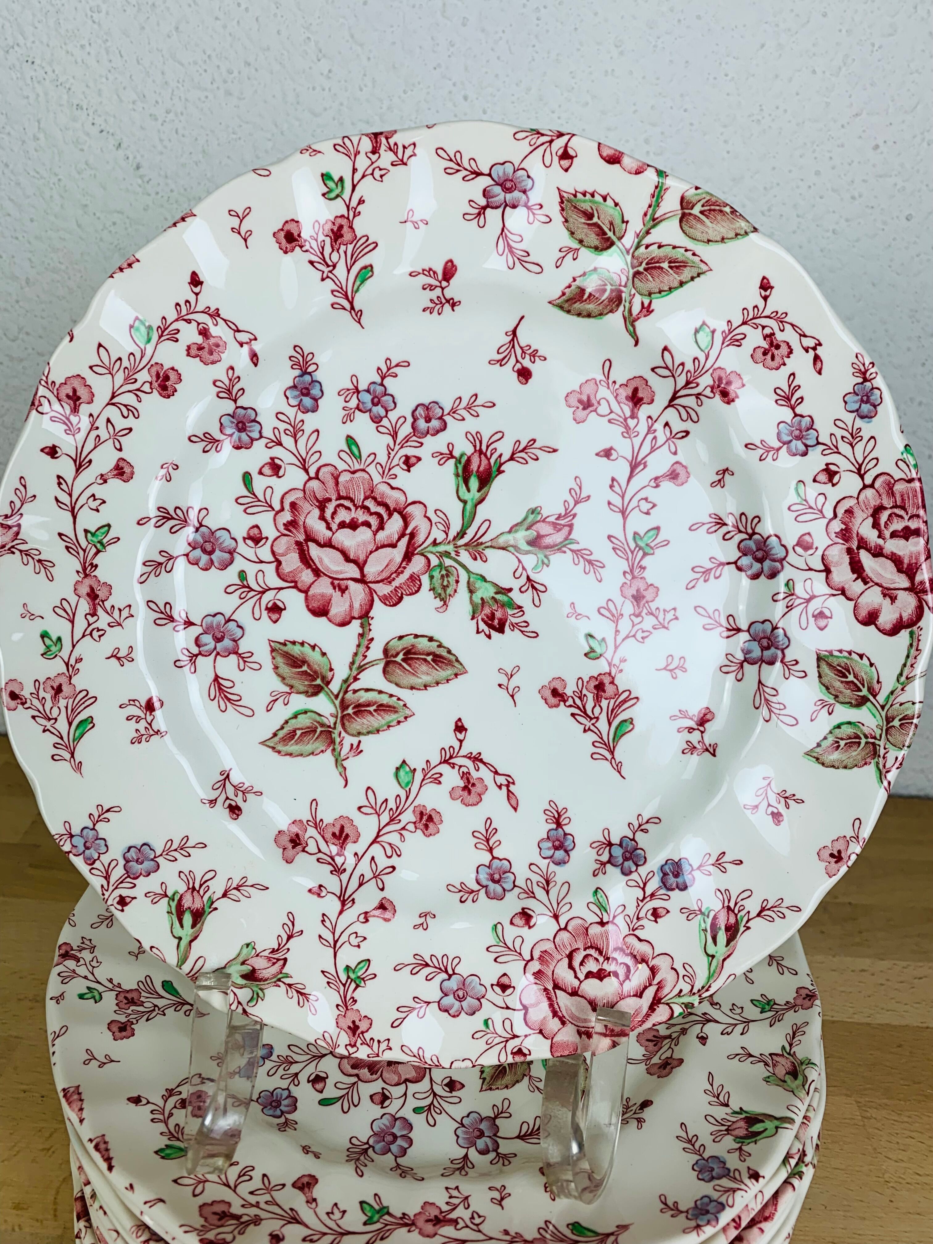 14 assiettes rose chintz johnson brothers faïence anglaise