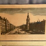 Engraving from optical view The main street and the Church of Sainte Marie Londres