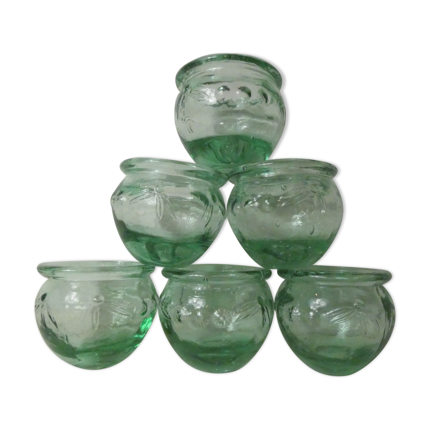 6 vintage glass jam jars