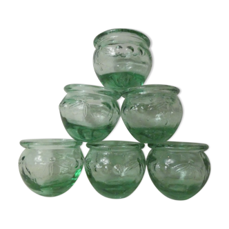 6 vintage glass jam jars