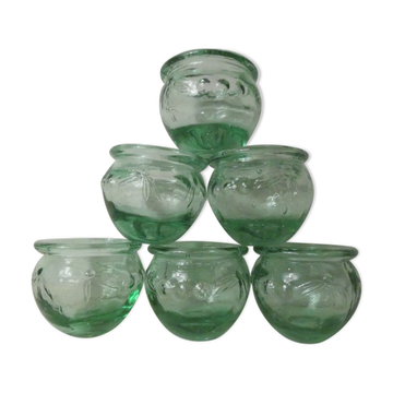6 vintage glass jam jars