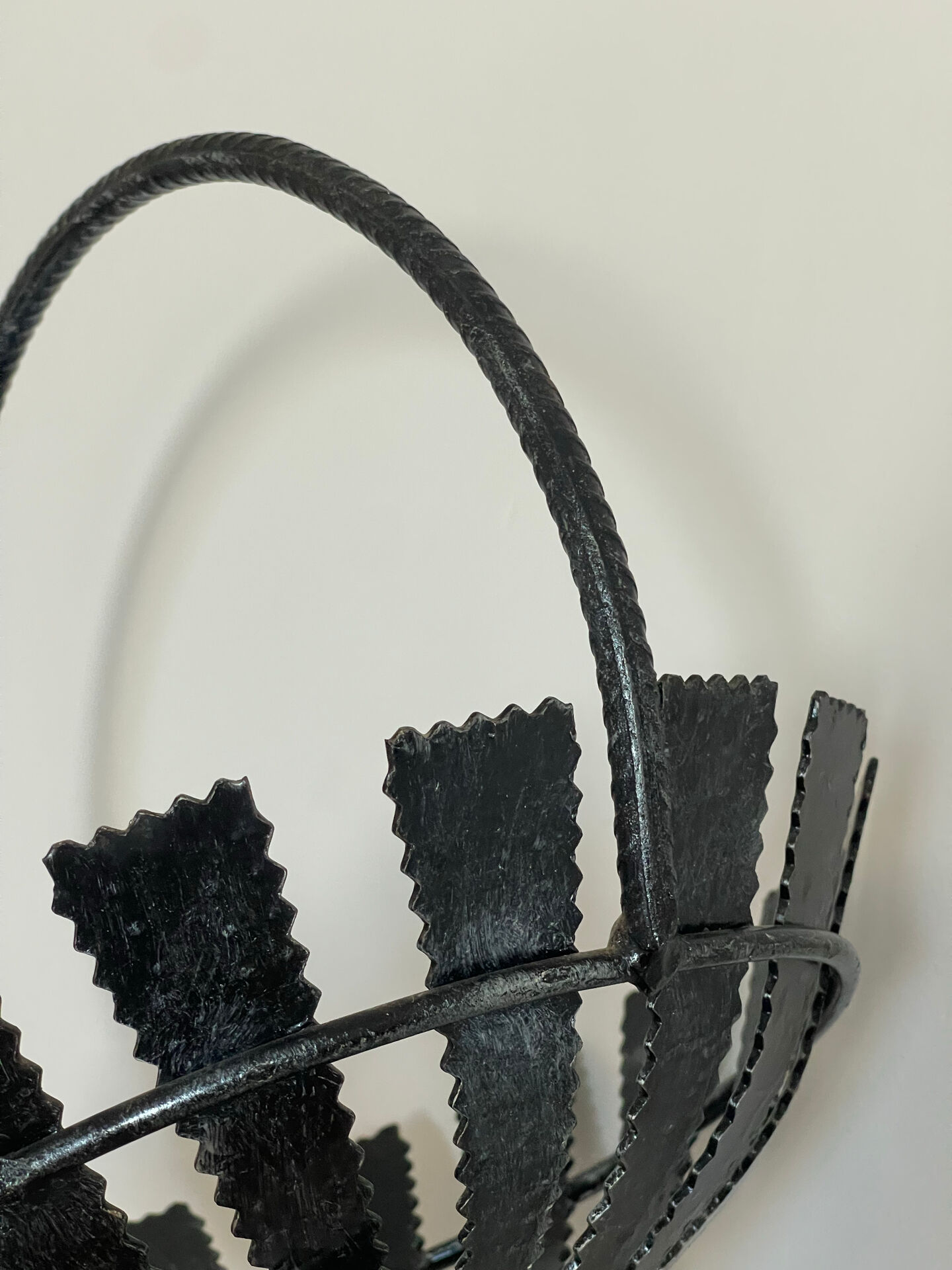 Brutalist wrought iron basket from the 1960s.