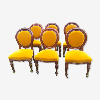 6 mahogany medaillon chairs from Louis Philippe 19th century