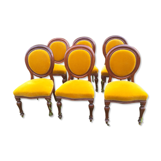 6  chaises  medaillon en acajou d'epoque Louis Philippe 19eme