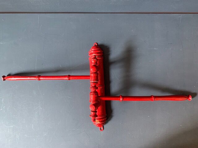 Antique wooden wall towel holder turned nineteenth