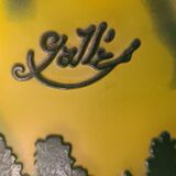 Wrought iron lamp with superb Emile Galle art nouveau lampshade, acid-free in multi-layer