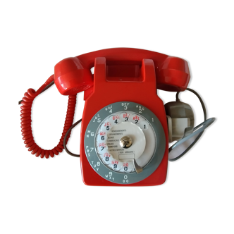 Téléphone rouge vintage Socotel S63 à cadran