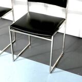 Romeo Rega, set of four chrome and leather dining chairs from 60s