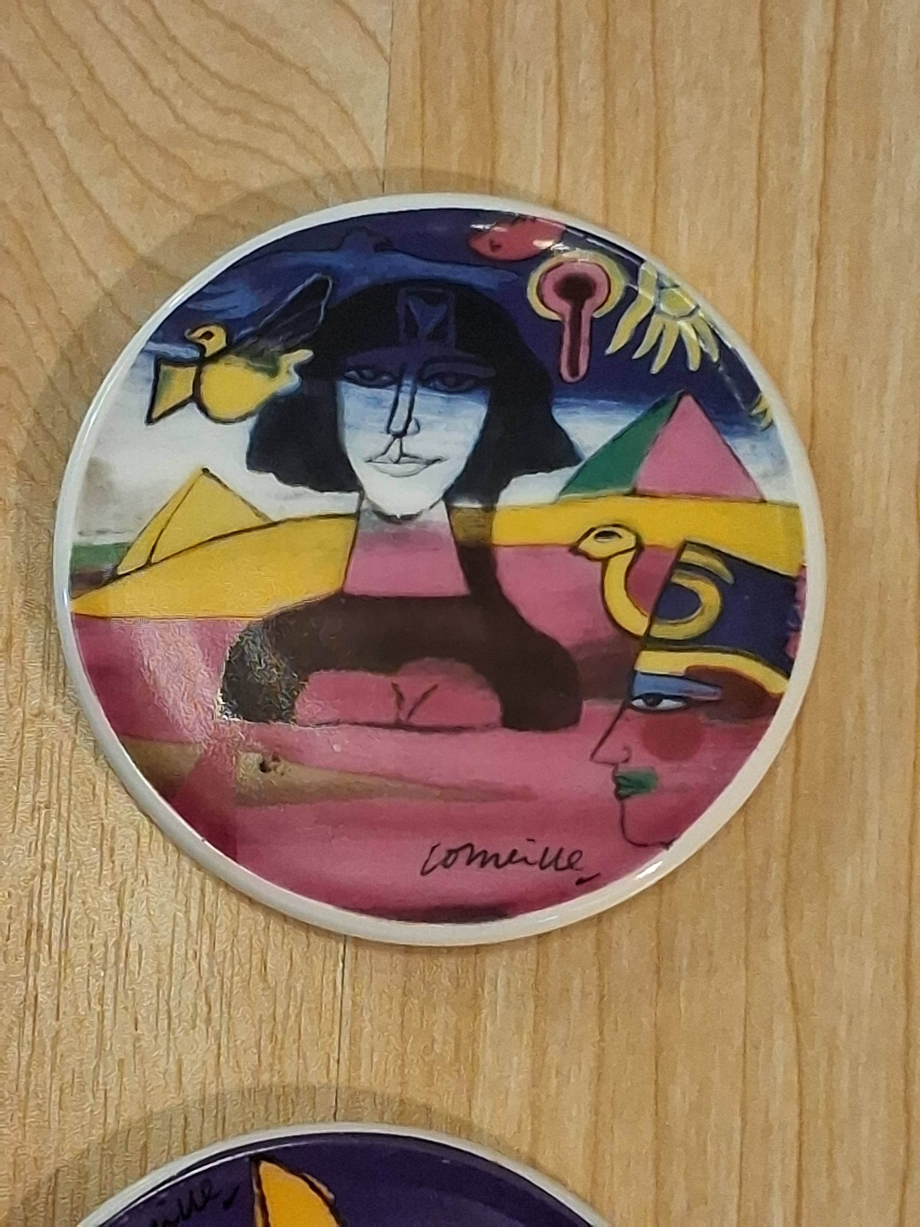 Coasters by the artist Guillaume Cornelis, known as Corneille, from 2001.