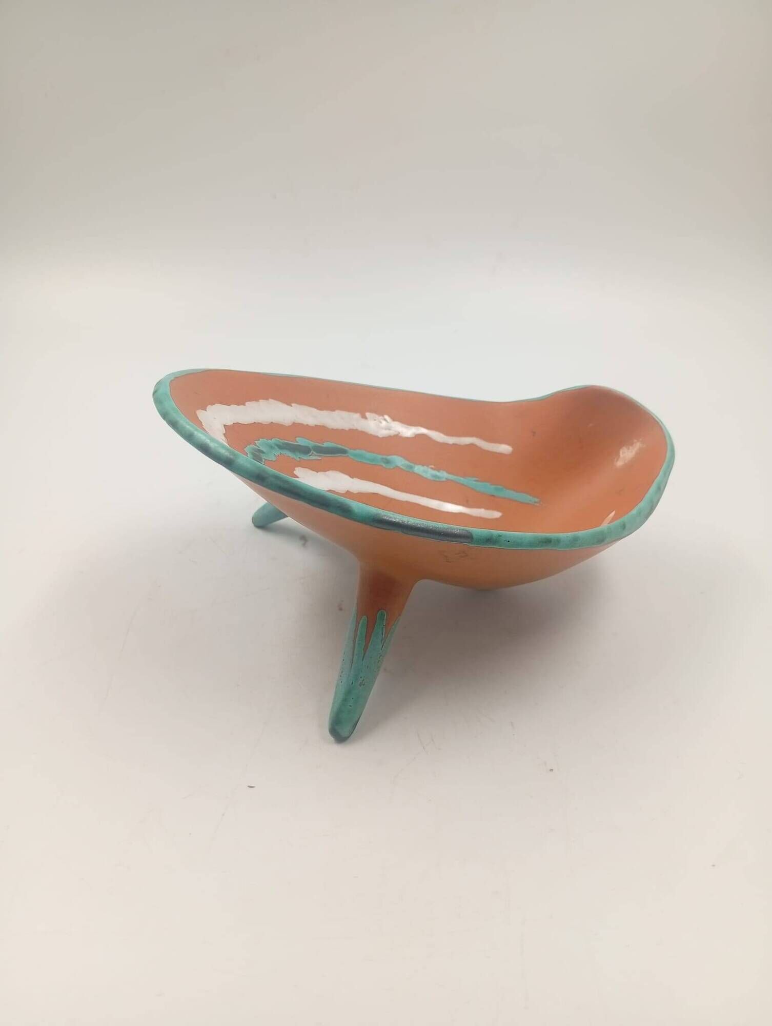 Vintage Ceramic Tripod Bowl Gabriel Fourmaintraux Desvres France 50